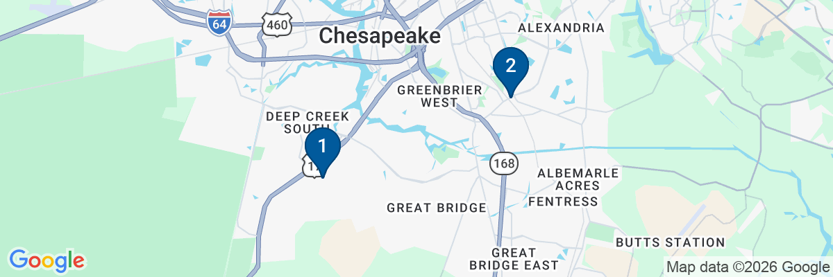 Map showing facility locations